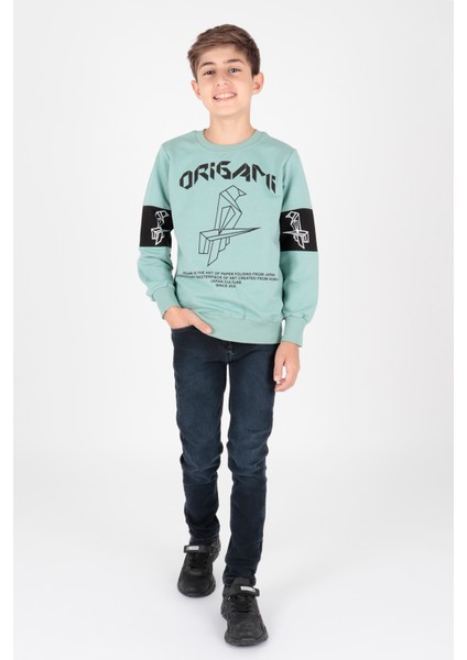 Erkek Çocuk Origami Baskılı Trend Sweatshirt AK15160