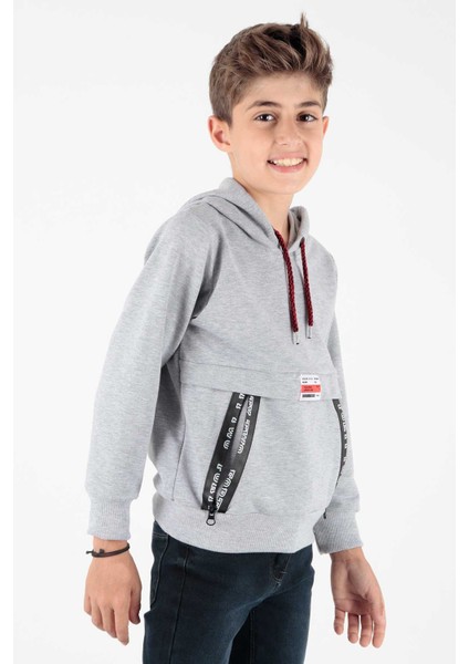 Erkek Çocuk Fermuarlu Kapüşonlu Sweatshirt AK15217