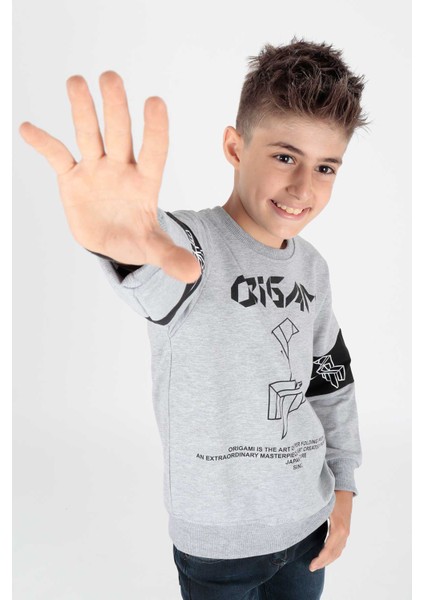 Erkek Çocuk Origami Baskılı Trend Sweatshirt AK15160 modelleri