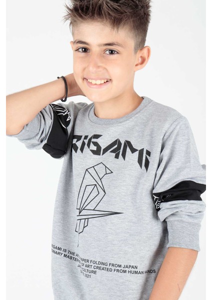 Erkek Çocuk Origami Baskılı Trend Sweatshirt AK15160 indirimleri