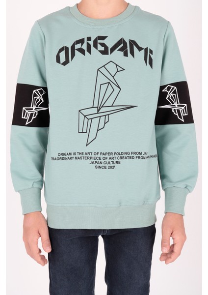 Erkek Çocuk Origami Baskılı Trend Sweatshirt AK15160 fırsatları