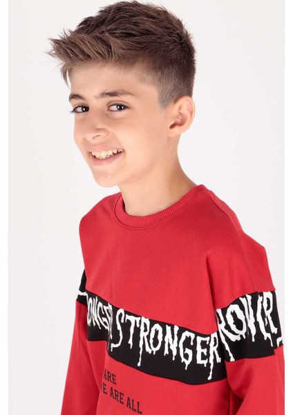 Erkek Çocuk Strong Baskılı Trend Sweatshirt AK15106 modelleri