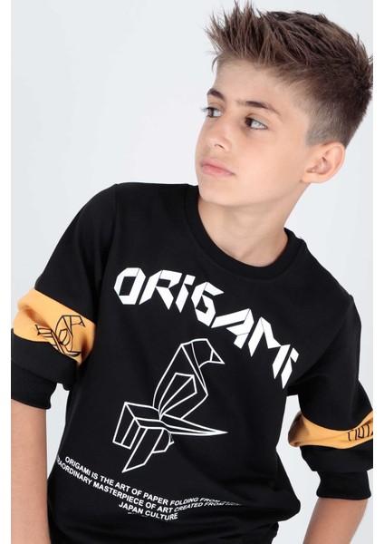 Erkek Çocuk Origami Baskılı Trend Sweatshirt AK15160