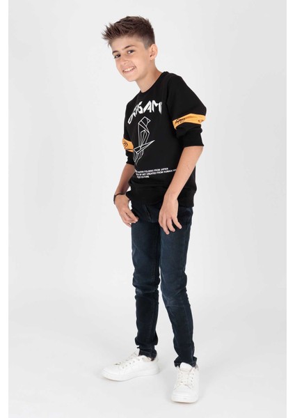 Erkek Çocuk Origami Baskılı Trend Sweatshirt AK15160 indirimleri