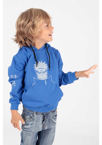 Kids Erkek Noruto Baskılı Sweat Uzun Kollu Kapşonlu Sweatshirt Pamuklu Hoodie AK222442