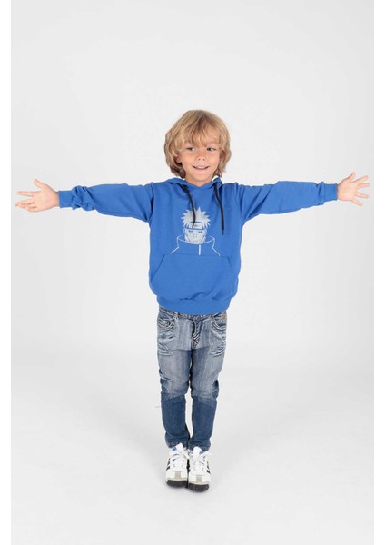 Kids Erkek Noruto Baskılı Sweat Uzun Kollu Kapşonlu Sweatshirt Pamuklu Hoodie AK222442