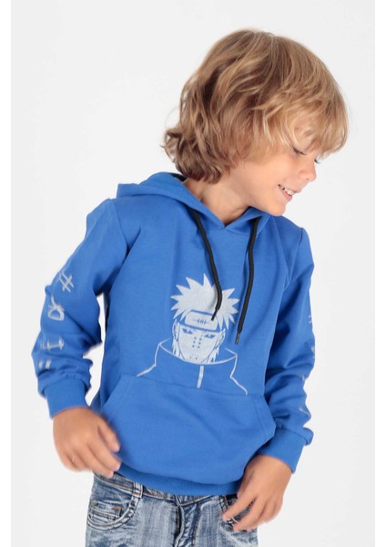 Kids Erkek Noruto Baskılı Sweat Uzun Kollu Kapşonlu Sweatshirt Pamuklu Hoodie AK222442