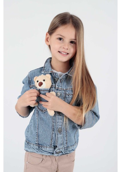 Kız Çocuk Ayıcıklı Pamuklu Jean Ceket Günlük Modaya Uygun AK22176023 modelleri