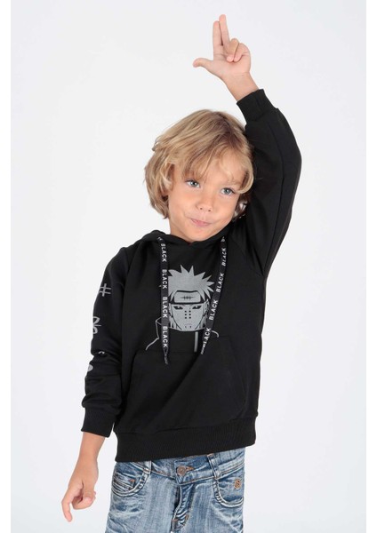 Kids Erkek Noruto Baskılı Sweat Uzun Kollu Kapşonlu Sweatshirt Pamuklu Hoodie AK222442