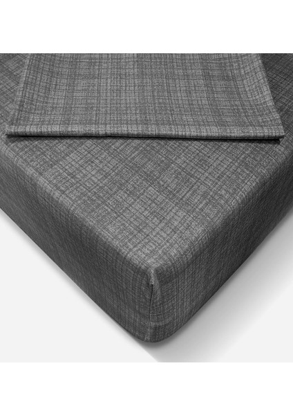 Fitted Lastikli Tek Kişilik Çarşaf Seti (100X200)-ANTRASIT