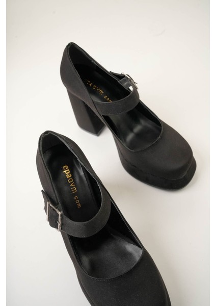 Dolgu Topuk Platform Siyah Süet Kadın Ayakkabı indirimleri