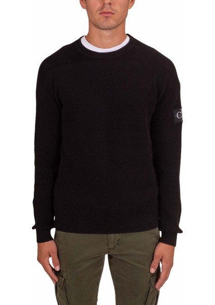 Erkek Regular Fit Pamuklu Bisiklet Yaka Uzun Kollu Siyah Kazak J30J323989-BEH