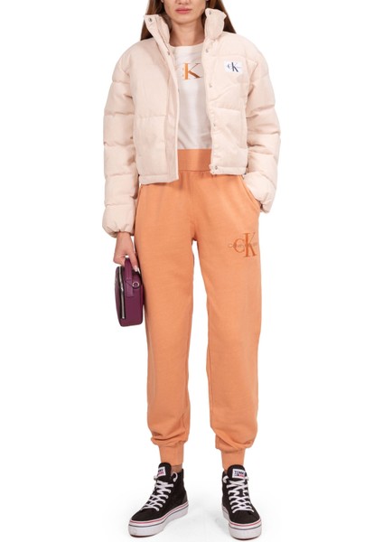 Kadın Pamuklu Logolu Lastikli Normal Bel Pudra Pantolon J20J221921-SEC