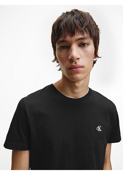 Erkek Regular Fit Kısa Kollu Yuvarlak Yaka Siyah T-Shirt J30J314544-Bae