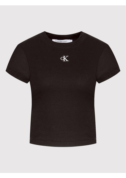 Calvin Klein Kadın Kısa Kol Yuvarlak Yaka Siyah T-Shirt J20J218337-Beh