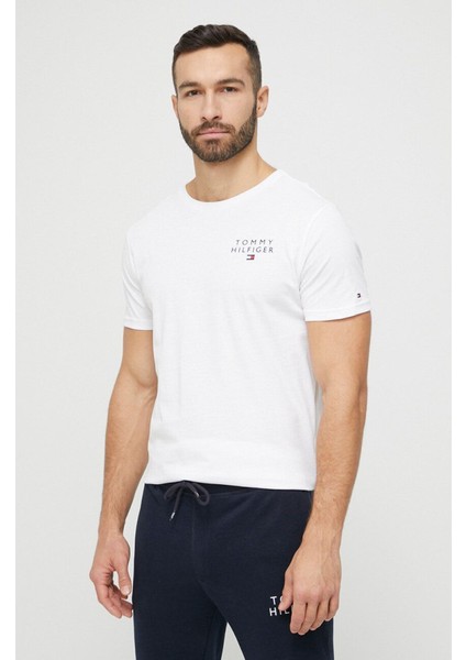 Erkek Dokuma Kumaş Kısa Kol Model Beyaz T-Shirt Um0Um02916-Ybr