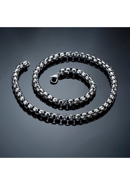 Kare Model Box Chain Kalın 316L Çelik Erkek Zincir Kolye 4mm - Kalın