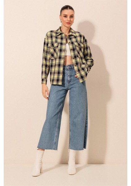 3854 Ekose Desen Çift Cepli Gömlek - E.yeşil fiyatları