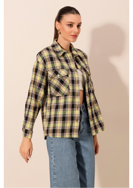 3854 Ekose Desen Çift Cepli Gömlek - E.yeşil modelleri