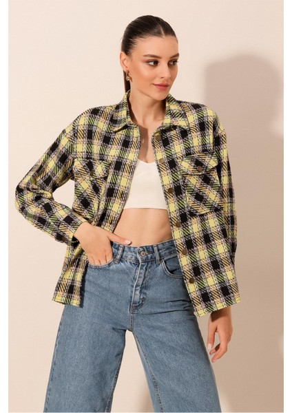 3854 Ekose Desen Çift Cepli Gömlek - E.yeşil fırsatları