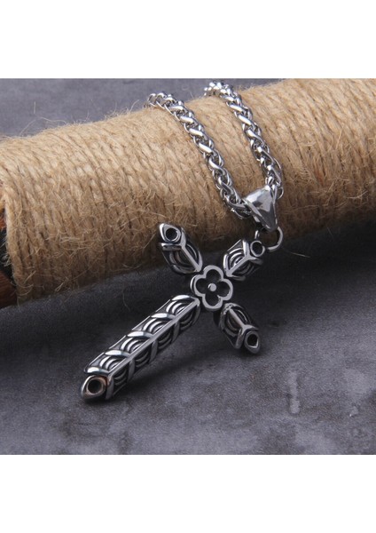 Crucifix Athelstan Vintage Haç Gotik Çarmıh Örgü Zincir Erkek 316L Çelik Kolye modelleri