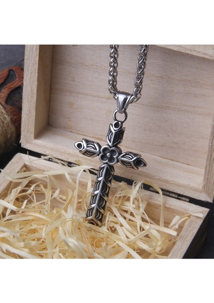 Crucifix Athelstan Vintage Haç Gotik Çarmıh Örgü Zincir Erkek 316L Çelik Kolye fırsatları