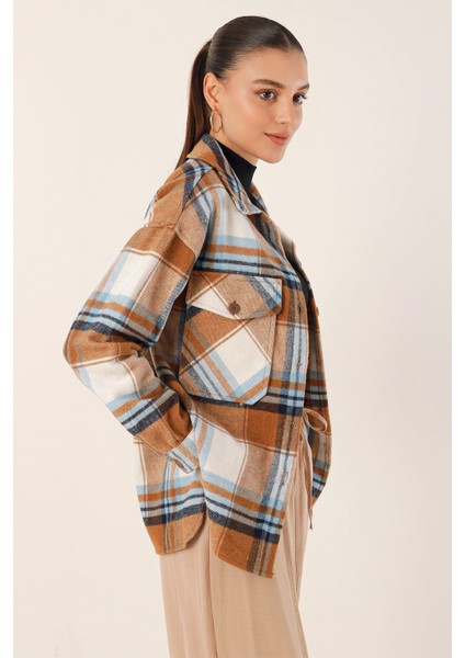 3958 Oversize Oduncu Gömlek - Taba