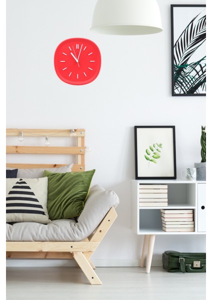 Dekoratif Renkli Kare Beton Duvar Saati 26 cm - Kırmızı