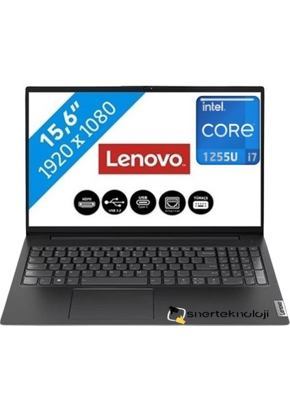 V15 G3 Intel Core I7-1255U 16GB 1 Tb SSD Freedos 15.6" Fhd Klavye Işıklı Taşınabilir Bilgisayar 82TT00C6TX Çanta Hediye-Snertech