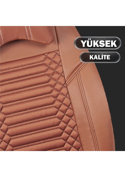 Hyundai Getz Uyumlu Deri Oto Koltuk Kılıfı Ön/Arka 5li Set Live Seri Tarçın