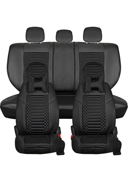 Ford Focus 4 Uyumlu Deri Oto Koltuk Kılıfı Ön/Arka 5li Set Live Seri Siyah modelleri