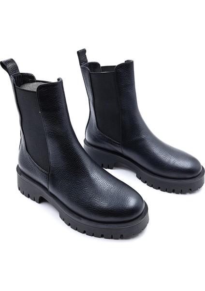 SV030 Deri Lastikli Siyah Kadın Chelsea Bot indirimleri