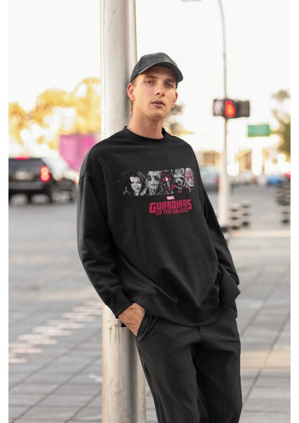 Marvel Evreni Karakterleri Baskılı Kapüşonsuz Sweatshirt, Unisex Oversize Marvel Baskılı Sweatshirt modelleri