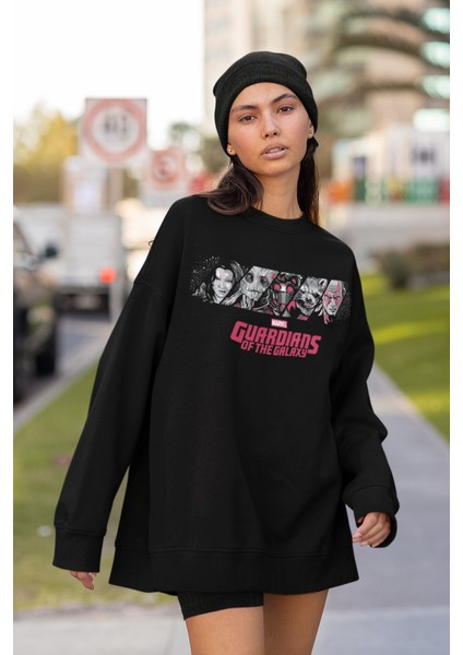 Marvel Evreni Karakterleri Baskılı Kapüşonsuz Sweatshirt, Unisex Oversize Marvel Baskılı Sweatshirt