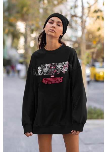 Marvel Evreni Karakterleri Baskılı Kapüşonsuz Sweatshirt, Unisex Oversize Marvel Baskılı Sweatshirt fiyatları