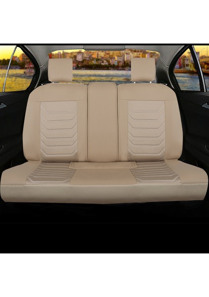 Renault Megane 3 Uyumlu Ön Arka 5 Li Set Miami Serisi Oto Koltuk Kılıfı Bej Renk