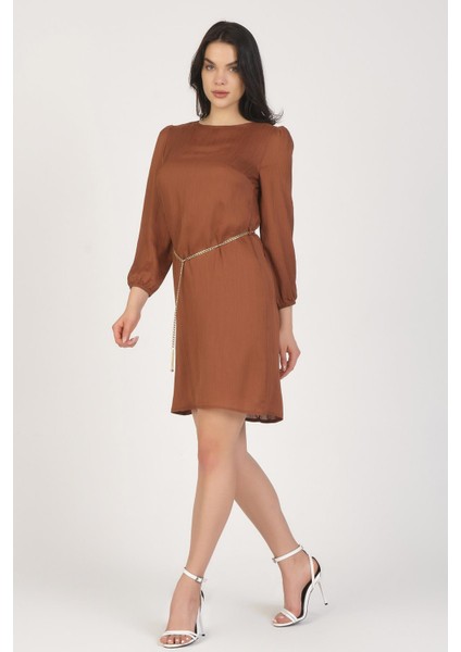 Düz Kesim Kemerli Şık Elbise fiyatları