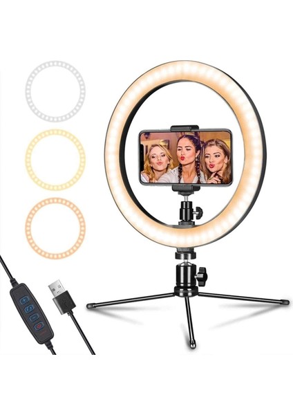 LED Ring Light Youtuber Light Stüdyo Işığı Akrobat Selfie LED Masa Lambası