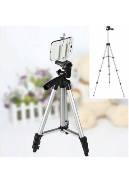 Telefon ve Kamera Tutucu Tripot Ayak 105 cm (Telefon Tutuculu) 3110 Tripot