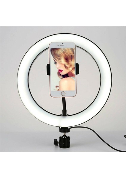 Youtuber LED Işıklı Tripod Selfie Makyaj Işığı Sürekli Ring Light 10 Inç Halka DZ66