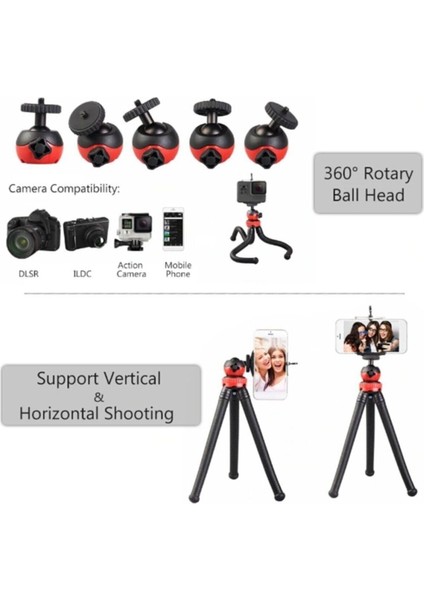 Bluetooth Kumandalı Esnek Ahtapot Flexıble Tripod Selfie Masa Üstü Stand