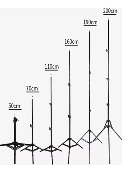 Tripod 2.1 mt 360 Döner Başlıklı Telefon Tutucu Ring Light Metal Işık Stüdyo Lamba Ayağı