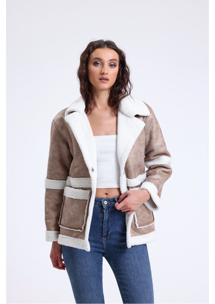 Mont Nubuk Kruvaze Model Cepli Kısa Kaban Kadın Twılls