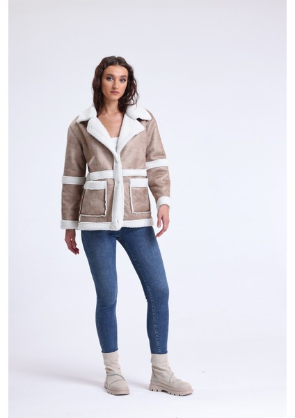 Mont Nubuk Kruvaze Model Cepli Kısa Kaban Kadın Twılls