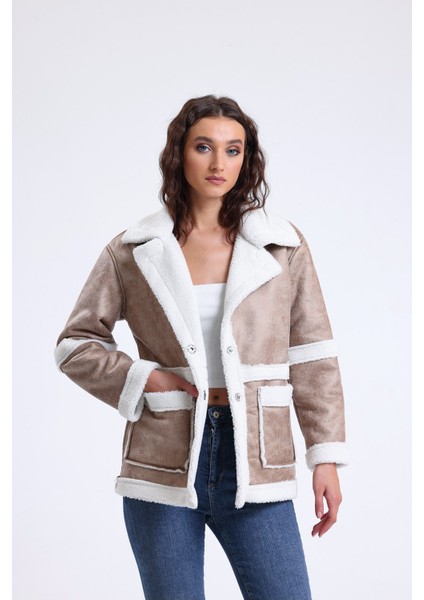Mont Nubuk Kruvaze Model Cepli Kısa Kaban Kadın Twılls