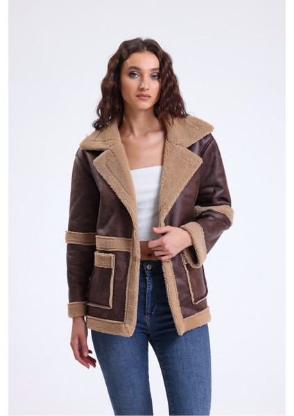 Mont Nubuk Kruvaze Model Cepli Kısa Kaban Kadın Twılls