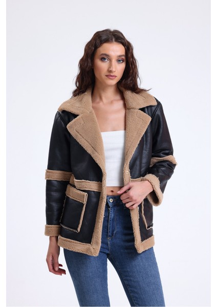 Mont Nubuk Kruvaze Model Cepli Kısa Kaban Kadın Twılls