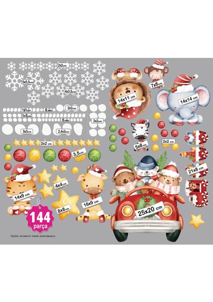 Yılbaşı Yeni Yıl Çocuk Bebek Odası Sticker Seti, Yılbaşı Süsü Yeni Yıl Kış Konsepti Tek Taraflı Sticker fiyatları