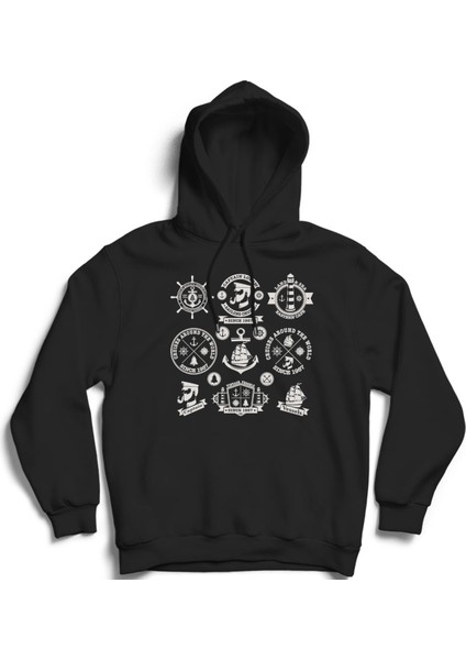Çapa, Denizci, Kaptan, Dümen, Gemi, Gemici, Anchor, Sailor Kapüşonlu Sweatshirt Hoodie