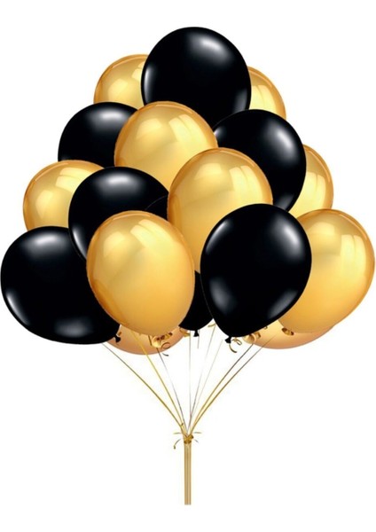 Siyah Masa Örtüsü Siyah Masa Eteği 20 Adet Siyah Gold Balon Set fırsatları